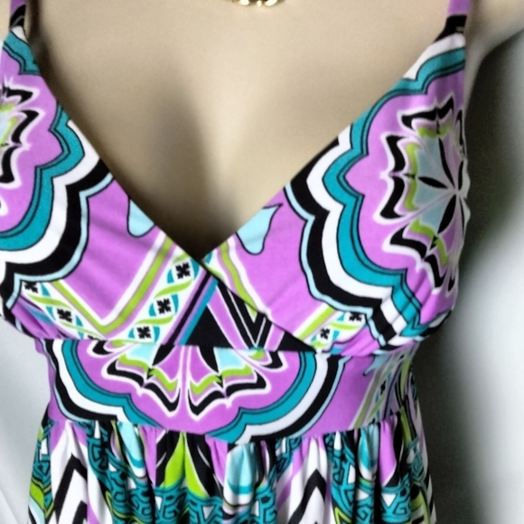 COLORFUL summer dress knee length size 6 - Picture 7 of 8